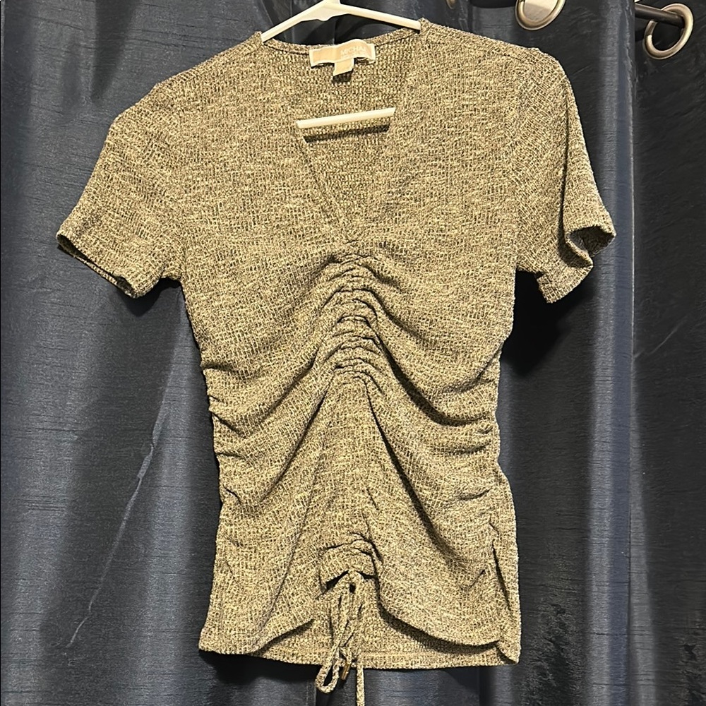 Michael Kors Ruched Knit Top - Tan